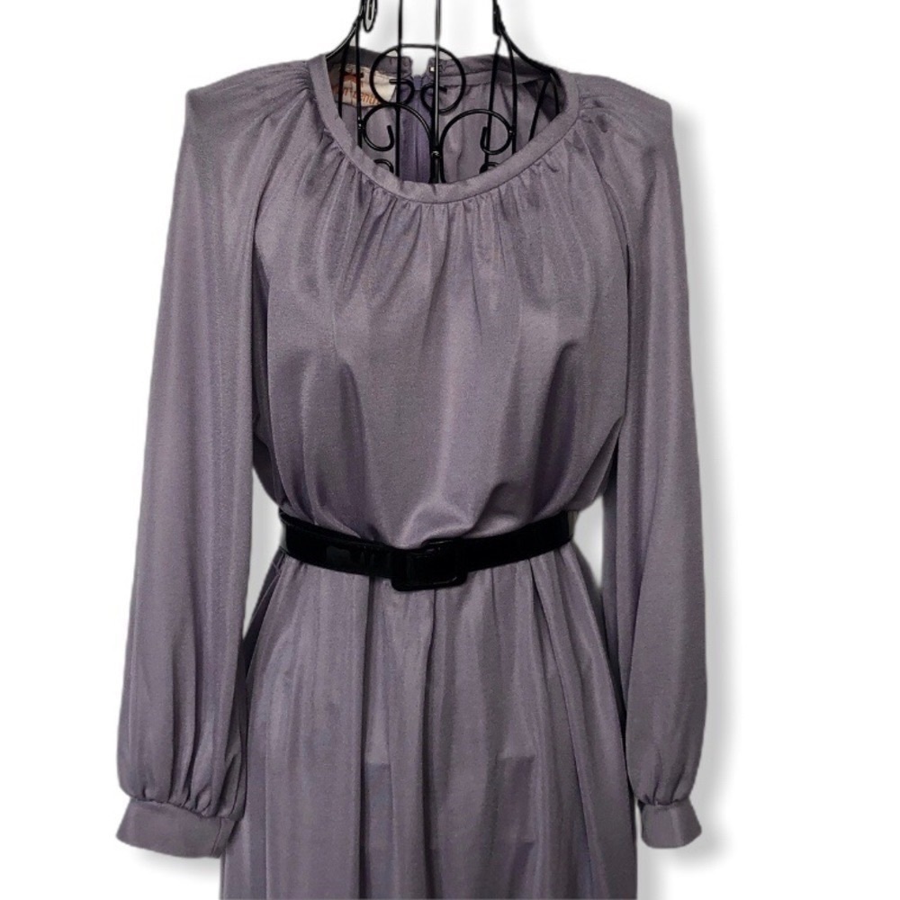 Vintage Newton Centre Lilac Blouson Dress Size Medium - Picture 2 of 14